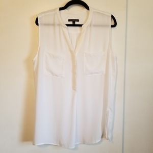 Banana Republic White Tank Top Semi Sheer L